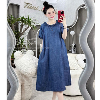 Váy bầu công sở thiết kế dáng xuông A chất bò giấy mềm mại