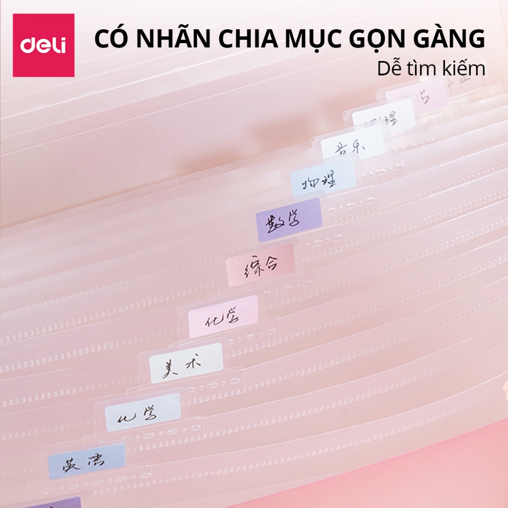 [VHL x Deli] Cặp Học Thêm Butter Bear Deli Gấu Bơ Cặp Đựng Sách Vở 13 Ngăn Đựng Tài Liệu Khổ A4 Dễ Thương Tiện Lợi
