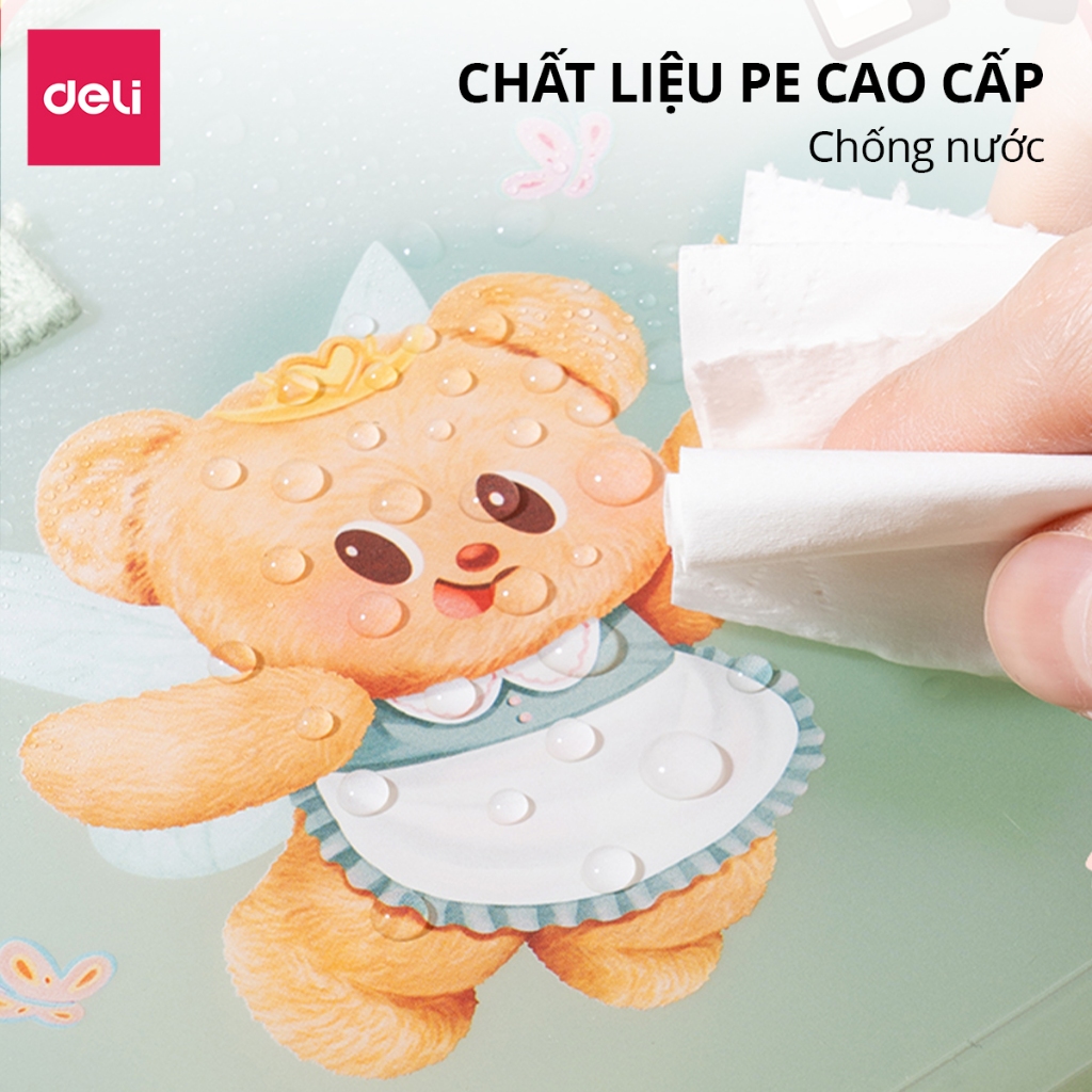 [VHL x Deli] Cặp Học Thêm Butter Bear Deli Gấu Bơ Cặp Đựng Sách Vở 13 Ngăn Đựng Tài Liệu Khổ A4 Dễ Thương Tiện Lợi