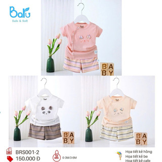 Bộ cộc sơ sinh cài chéo baru cho bé 0-3,3-6