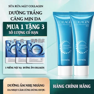 【Mua 1 Tặng 3】Sữa Rửa Mặt Collagen Dưỡng Trắng Cấp Ẩm 100g - Dưỡng Sáng Kiềm Dầu Dịu Căng Mịn Da Cho Da Nhạy Cảm