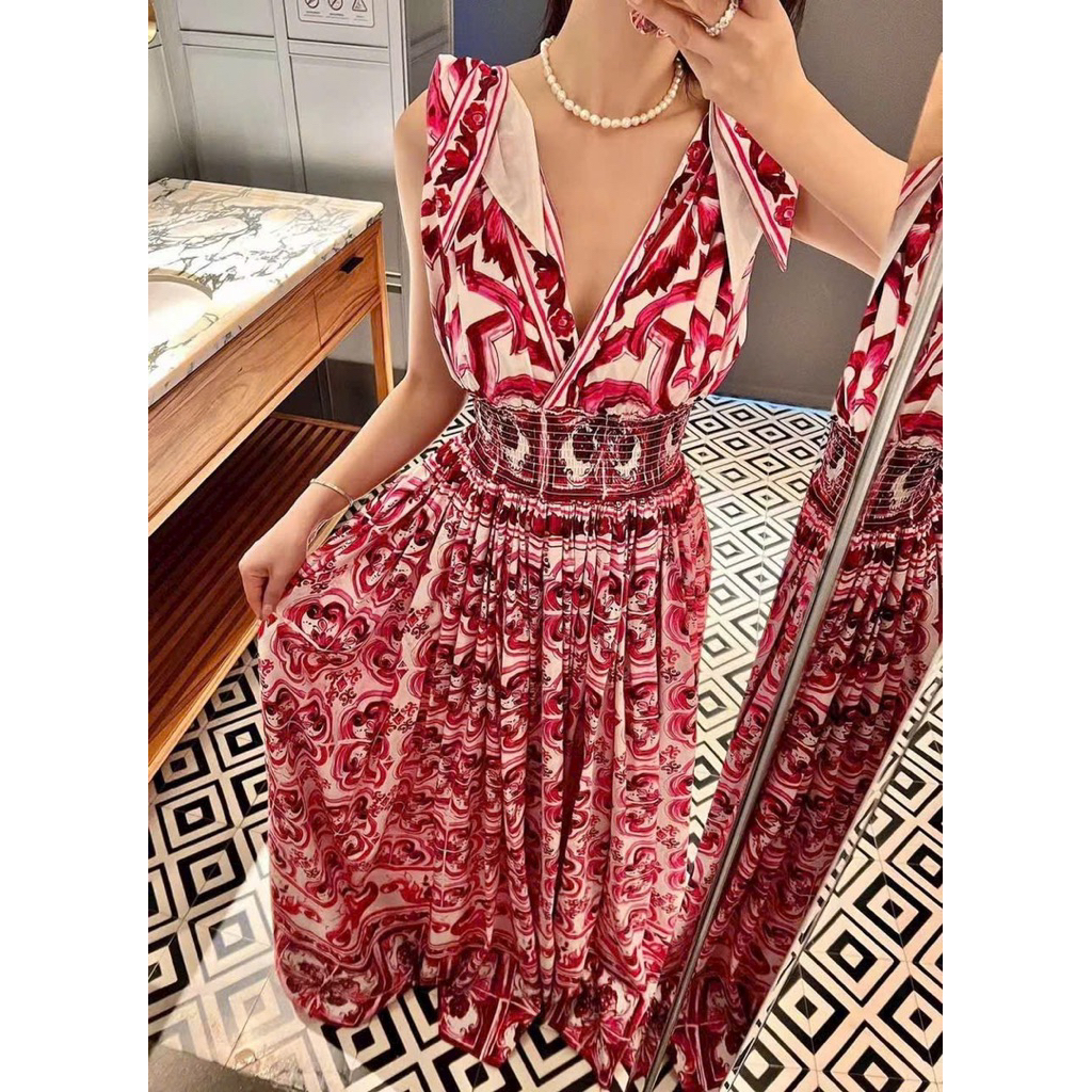 Đầm hai dây cúp maxi dài màu hồng xanh dương vàng