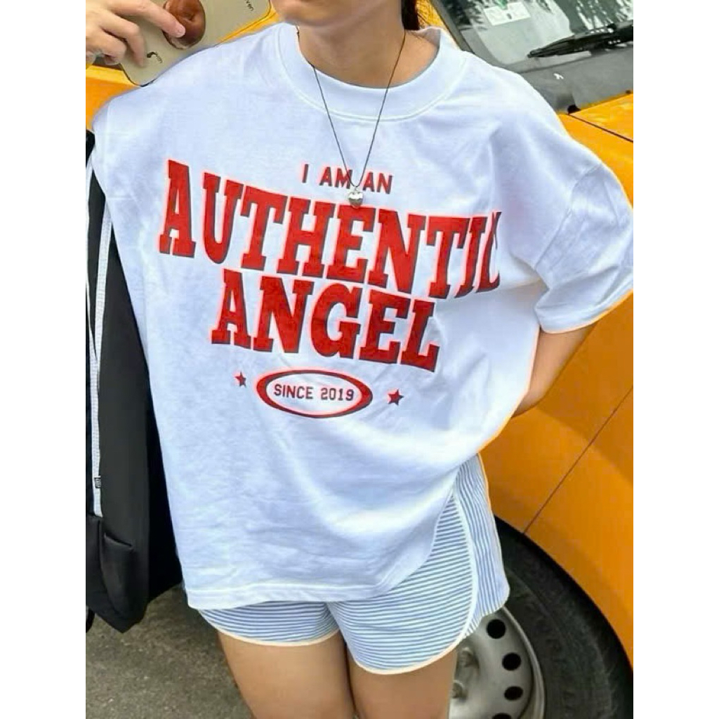 Áo Thun Angel Form Rộng Chất Vải Cotton Dày Dặn Áo Phông Phong Cách Thời Trang