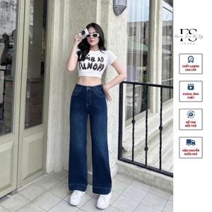 JD1988 Quần Jeans Suông Basic Cao Cấp, Ống Rộng Vừa, Cạp Cao, Co Giãn Tốt, Chuẩn Form.