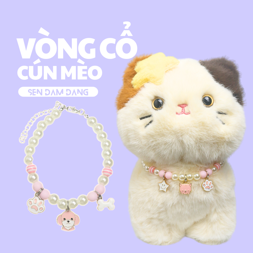 Vòng Cổ Charm Hồng Cho Cún Mèo