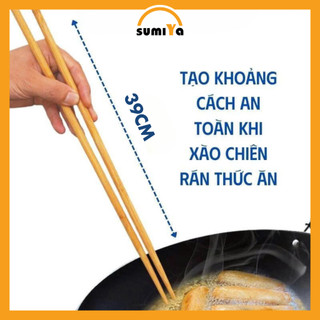 Đũa gỗ dài 39cm SUMIYA dùng xào nấu chống nóng tay, cách nhiệt tốt an toàn cho tay không trơn trượt