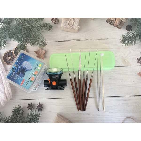 Bộ ráy tai Lâm Uyên hộp nhựa cán gỗ 8 món