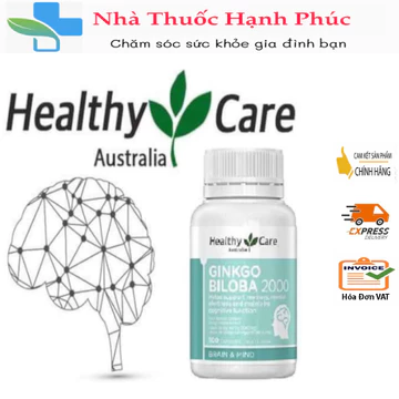Bổ não [Úc] Healthy Care Ginkgo Biloba 2000mg - 100 viên - Bổ não , giúp giảm chóng mặt