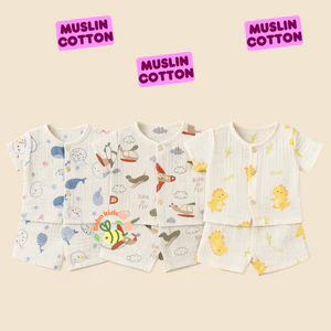 Bộ cộc tay cho bé trai ,bé gái Kunbaby chất xô muslin cao cấp họa tiết dễ thương cho bé từ 0m-20kg.