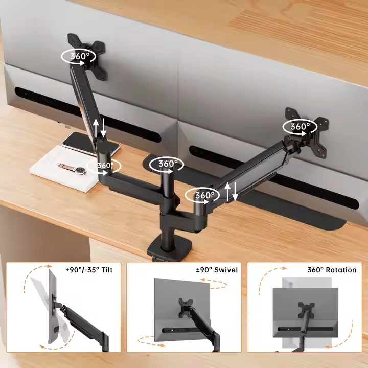 Giá treo màn hình kép NB F160 17-27 inch, tải trọng 9kg mỗi bên, TK18 xếp 2 màn hình trên dưới 27" - ảnh 7