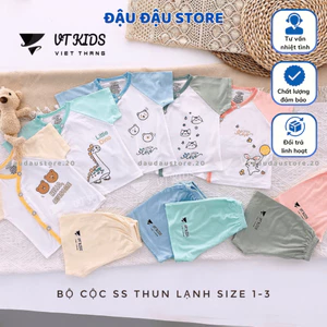 Combo 5 Bộ cộc tay sơ sinh chất vải thun lạnh màu in ngực mềm mịn cho bé sơ sinh size 0-9 tháng [ CL117 ] Đậu Đậu Store