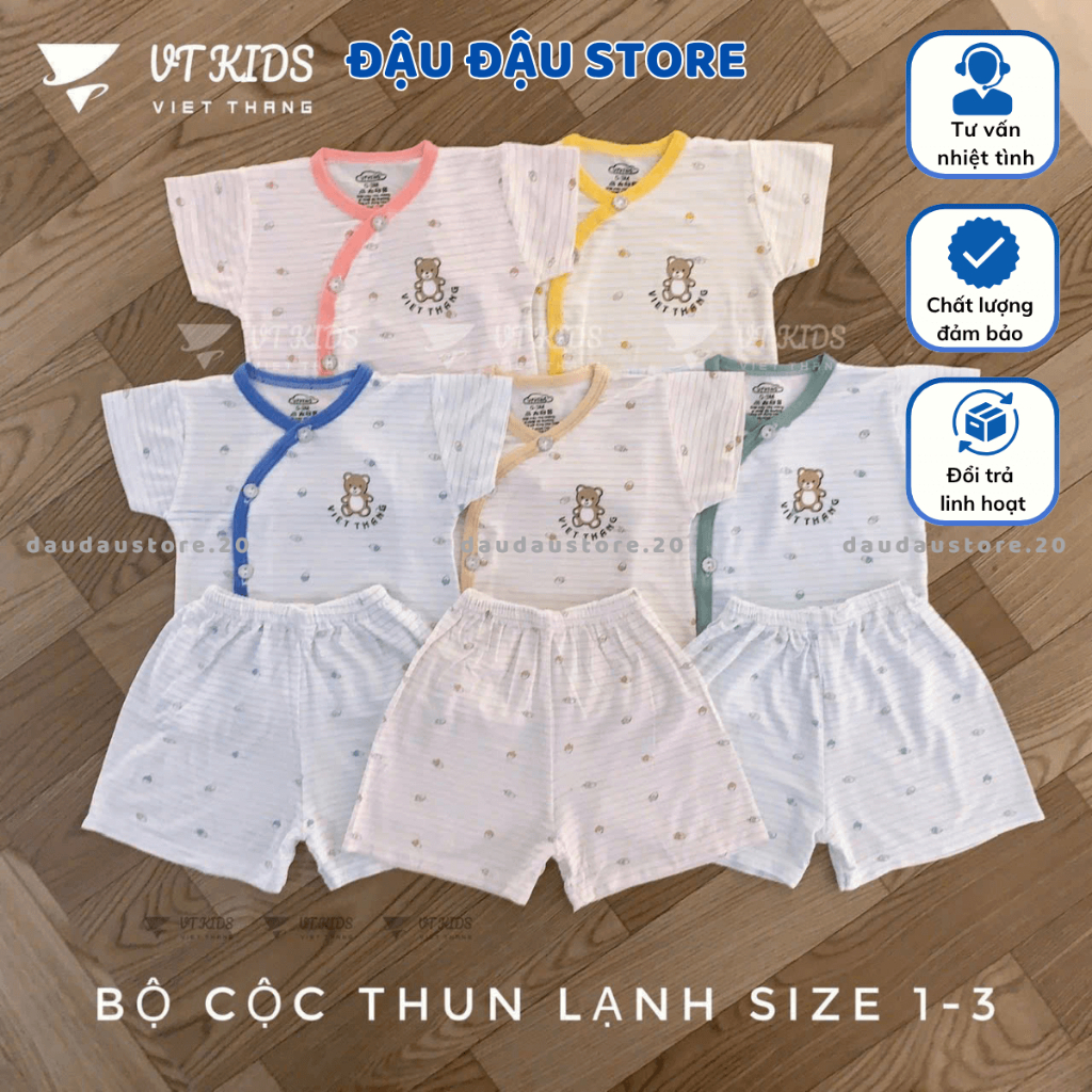 Combo 2-3 Bộ cộc tay sơ sinh chất vải thun lạnh màu in ngực mềm mịn cho bé sơ sinh size 0-9 tháng [CL101] Đậu Đậu Store