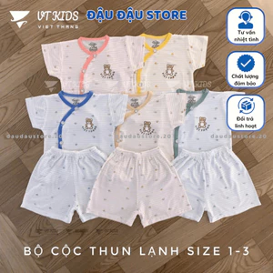 Combo 2-3 Bộ cộc tay sơ sinh chất vải thun lạnh màu in ngực mềm mịn cho bé sơ sinh size 0-9 tháng [CL101] Đậu Đậu Store