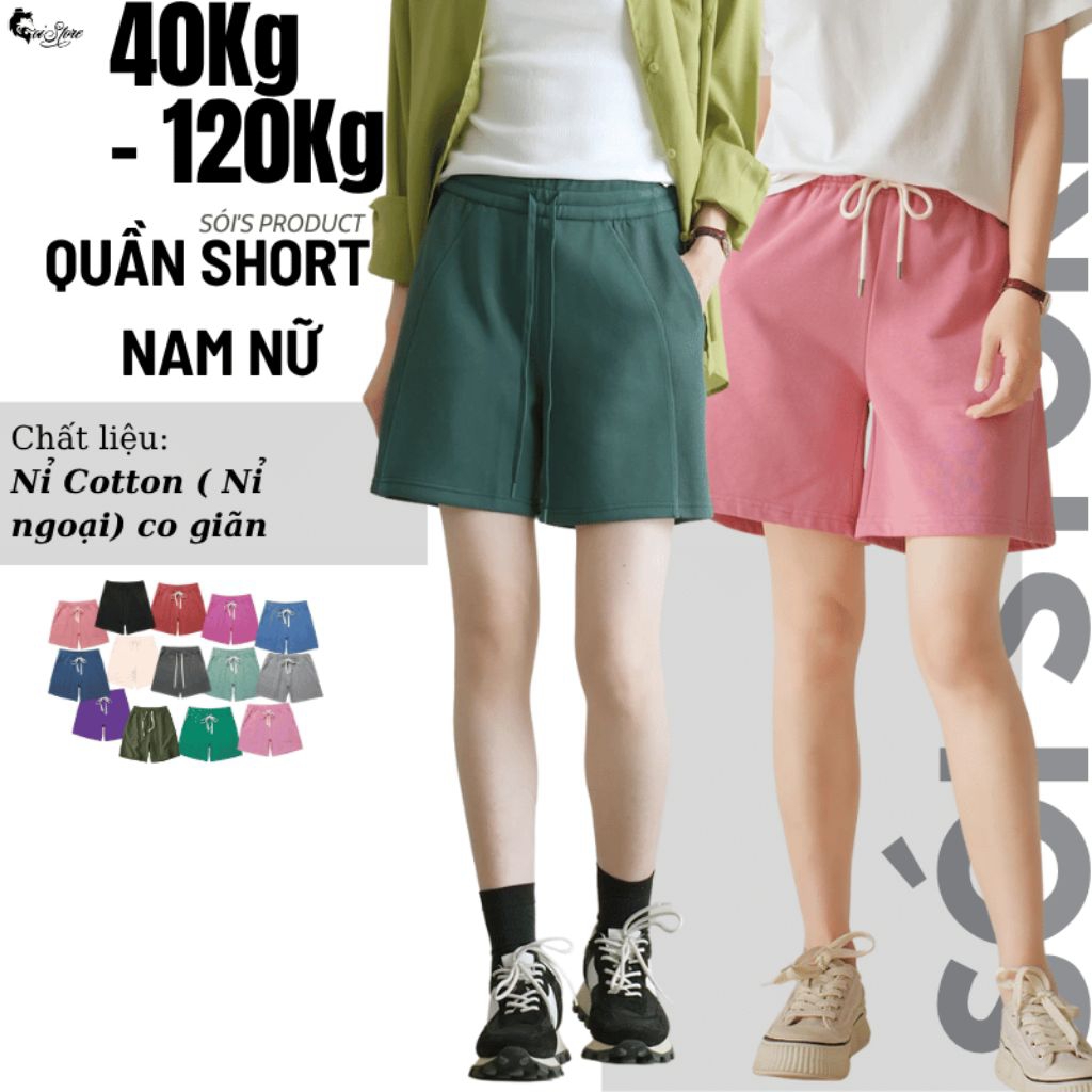Bigsize 40-110KG Quần Short Nam Nữ Basic Nỉ Cotton Sói Store - MÃ 9