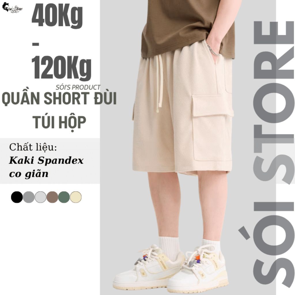 Quần Short Nam Nữ Kaki Túi Hộp 40-105Kg Bigsize trẻ trung thời trang