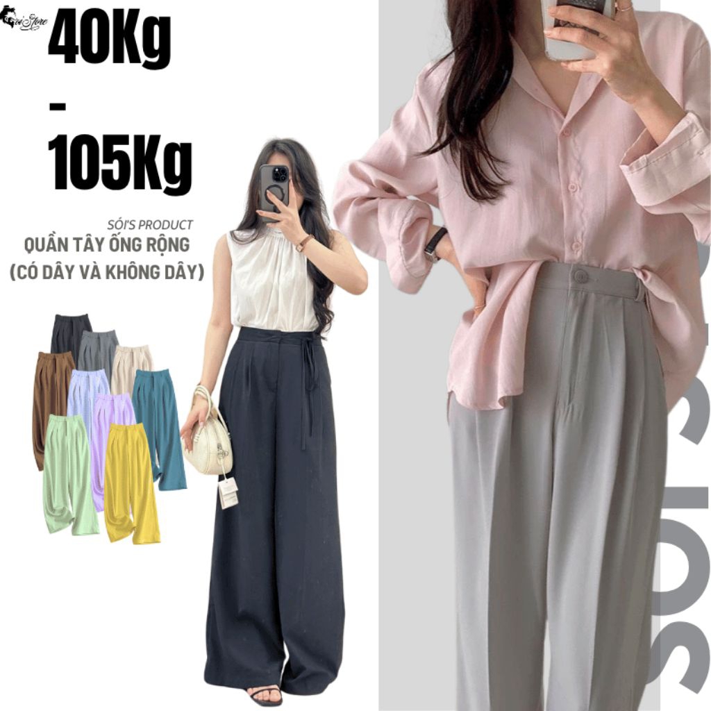 45-105KG Quần Tây Nữ Ống Rộng BIGSIZE Thắt Đây Lưng Công Sở Đi Học Thời Trang - MÃ 31