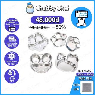 Khay cơm inox cao cấp dành cho em bé hình thú Chubby Chef Hàng chính hãng inox cao cấp an toàn cho bé (4 mẫu)