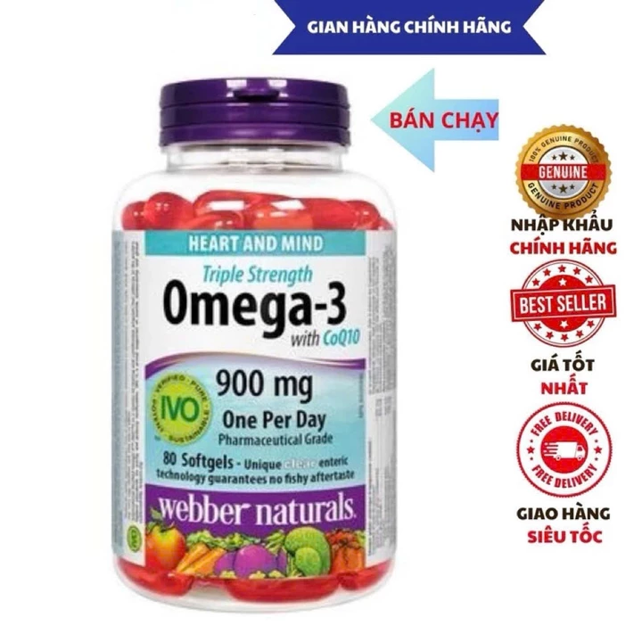 Viên Uống Omega3, Viên Uống Dầu Cá Hỗ Trợ Sức Khỏe Webber Naturals Triple Strength Omega-3 / Omega-3 With CoQ10 HÀNG CH