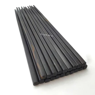 Đũa gỗ Mun sừng vuông trơn cao cấp -  Siêu bền - chuẩn mun 100%