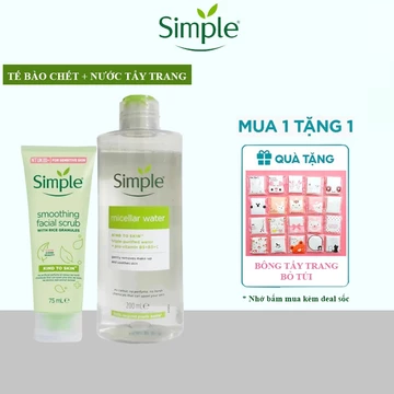 Combo nước tẩy trang Simple + tẩy tế bào chết Simple 75ml cho mọi loại da
