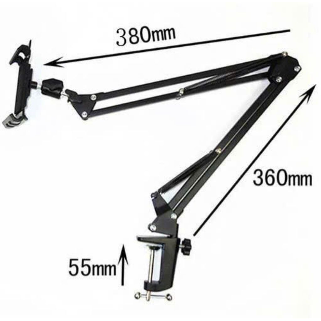 giá đỡ máy tính bảng, điện thoại kẹp đầu giường cạnh bàn xoay 360 độ, đầu kẹp đến 11inch
