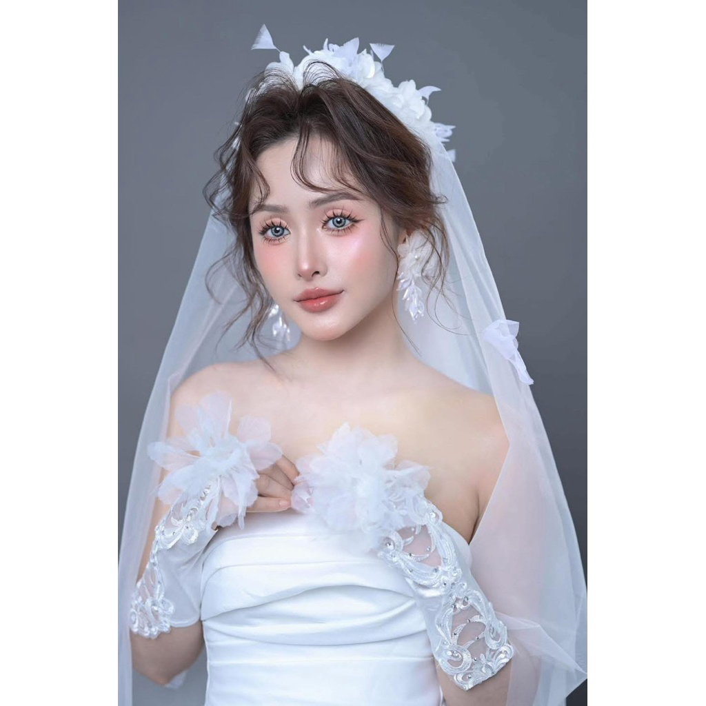 🎉🎉🎉Bờm cài cô dâu hoa voan và lông-TT1213|PHUKIENCUOIYENLINH