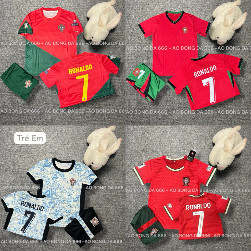 (FREE SHIP) Áo Bóng Đá, Áo Đá Banh Trẻ Em Đội tuyển Bồ Đào Nhà In Ronaldo 2022  - Vải Mè Thái Cao Cấp
