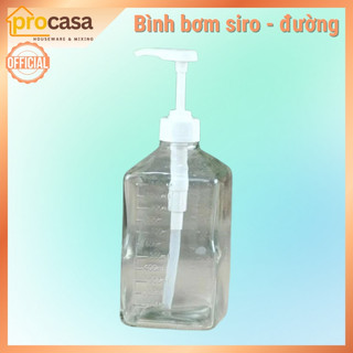 Bình bơm đường thuỷ tinh 1100cc - bình pump siro nhựa 1600c - vòi torani 10cc - vòi đường 10cc