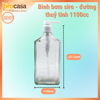 Bình bơm đường thuỷ tinh 1100cc - bình pump siro nhựa 1600c - vòi torani 10cc - vòi đường 10cc