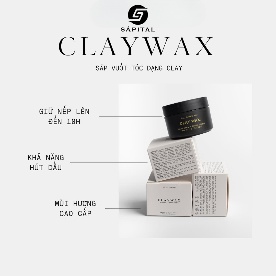 Sáp vuốt tóc Rusty Lab Clay Wax - Sáp khô, Giữ nếp tới 12h, Phù hợp mọi chất tóc, Không gây bết dính