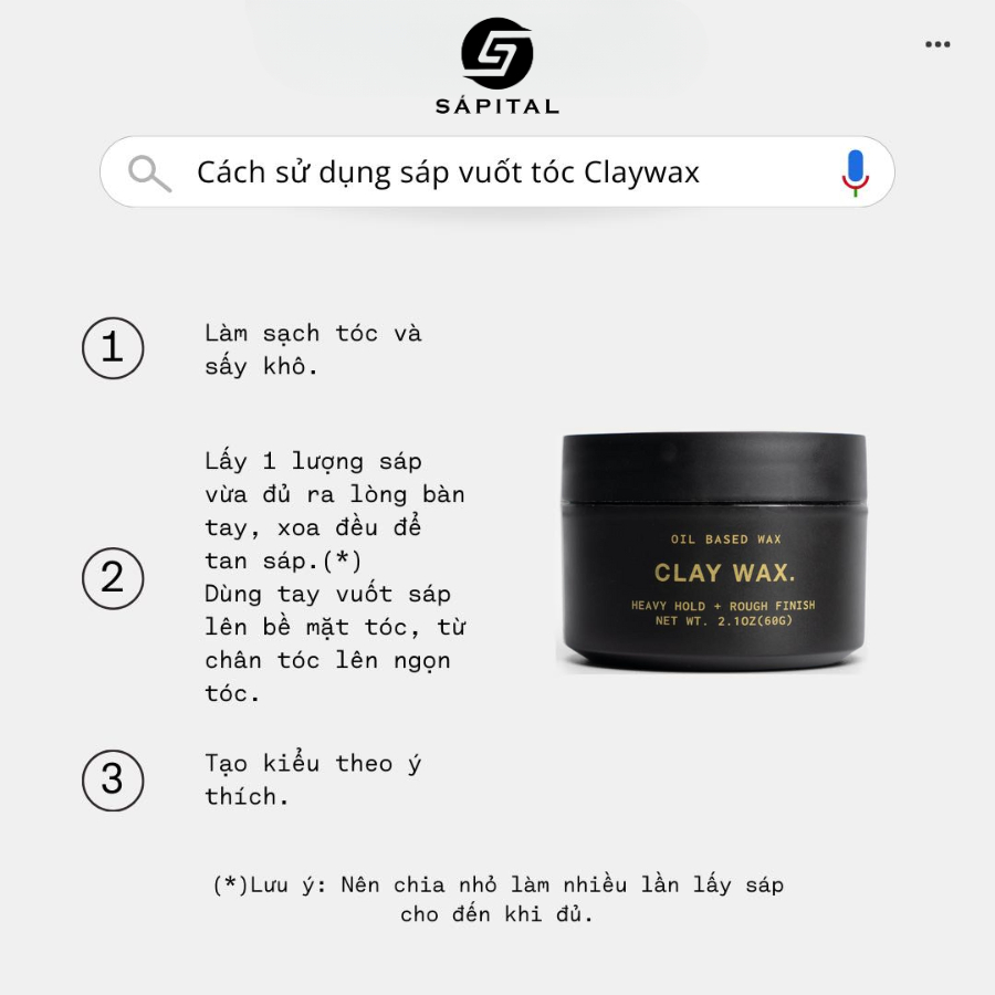 Sáp vuốt tóc Rusty Lab Clay Wax - Sáp khô, Giữ nếp tới 12h, Phù hợp mọi chất tóc, Không gây bết dính
