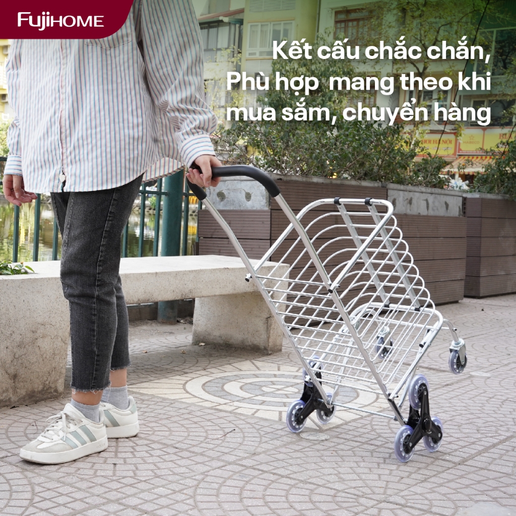 Xe đẩy 8 bánh gập gọn leo bậc SC-260NEW4 FUJIHOME, Xe đi chợ Nhập khẩu bánh xoay linh hoạt khung hợp kim siêu bền