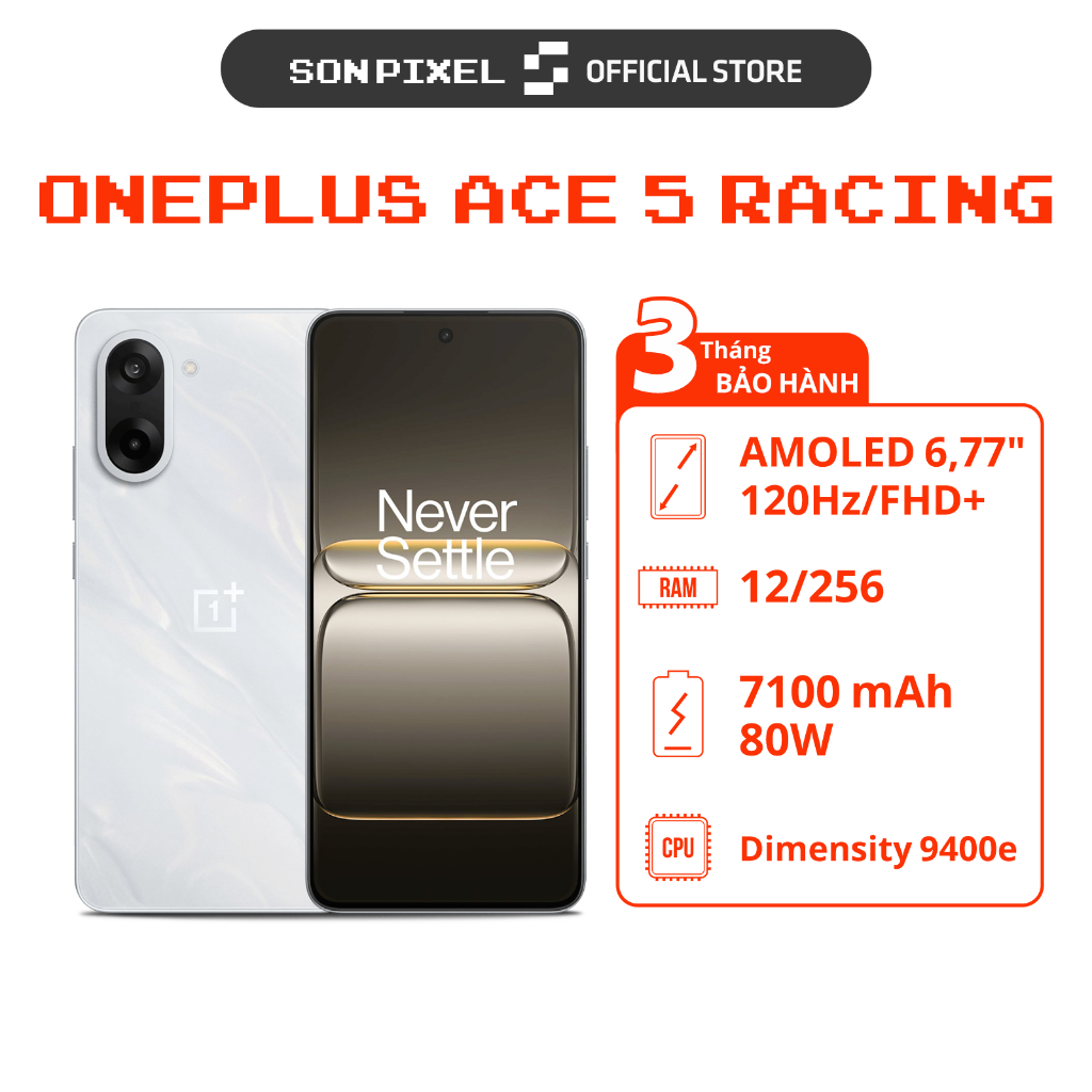 Điện thoại OnePlus Ace 5 Racing, Chip Dimensity 9400e, Ram 12GB