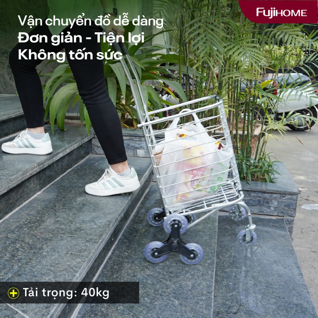 Xe đẩy 8 bánh gập gọn leo bậc SC-260NEW4 FUJIHOME, Xe đi chợ Nhập khẩu bánh xoay linh hoạt khung hợp kim siêu bền