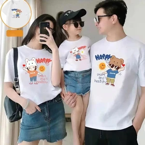 Đồ đi biển gia đình-bộ gia đình-áo thun gia đình HAPPY 4 người áo phông nhóm thời trang chất cotton mềm mịn đẹp ta099