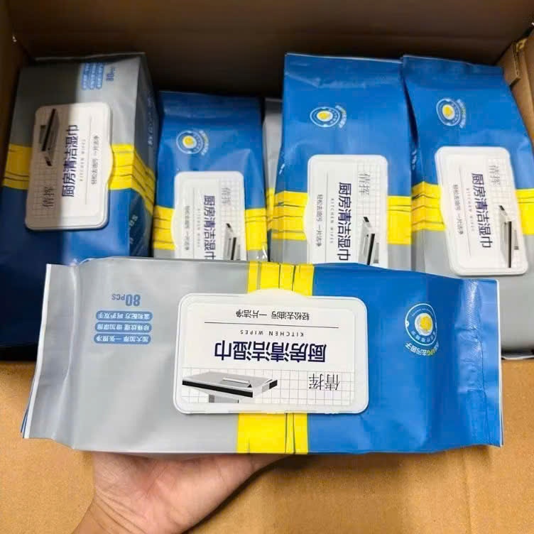 BỊCH KHĂN GIẤY LAU BẾP TIỆN LỢI - Bịch Giấy Ướt 80 Tờ Lau Bếp Kháng Khuẩn An Toàn,Giấy Ướt Vệ Sinh Nhà Bếp