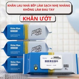 BỊCH 80 KHĂN ƯỚT ĐÁNH BAY VẾT DẦU MỠ - Giấy Ướt Lau Dọn Hương Chanh,Khăn Giấy Ướt Lau Bếp Đa Năng An Toàn