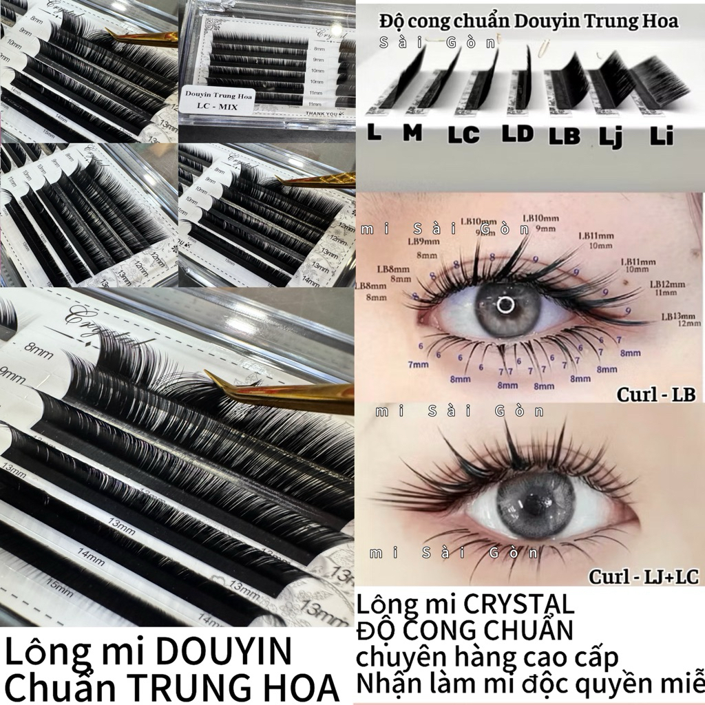 Mi Douyin ngọn siêu bay ( sole 3 độ dài) chuẩn mi TRUNG HOA  _J-B-C-CC-D-LJ-LB-LC_ mi tâm