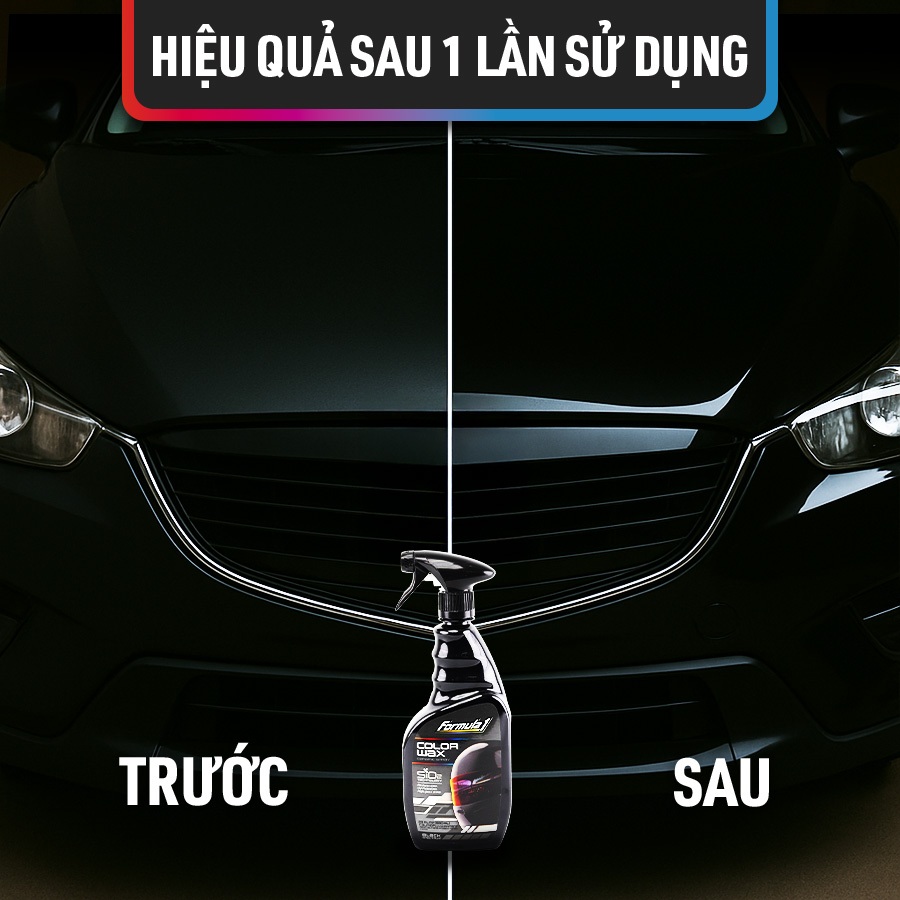 Xịt Phủ Bóng Màu Đen Ceramic Color Wax SiO2 FORMULA 1 617945 680ml Khôi Phục Màu Sơn Xe Ô Tô Xe Tải Xe Máy Chống Tia UV