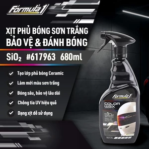 Xịt Phủ Bóng Màu Trắng Ceramic Color Wax SiO2 FORMULA 1 617963 680ml Làm Sáng Bóng Màu Sơn Nhiều Dòng Xe Như Mới