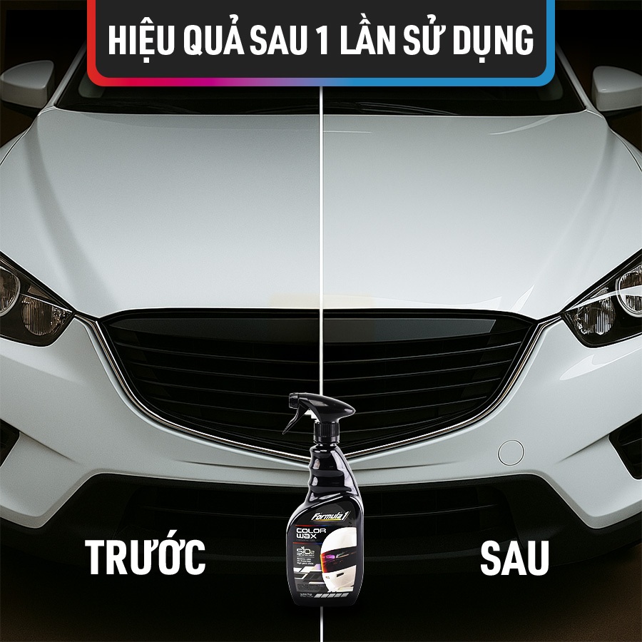 Xịt Phủ Bóng Màu Trắng Ceramic Color Wax SiO2 FORMULA 1 617963 680ml Làm Sáng  Bóng Màu Sơn Nhiều Dòng Xe Như Mới