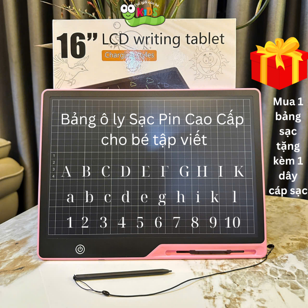 PHIN BẢN MI Bảng Viết Tự Xóa M n Hình LCD Thông Minh S C iện có KẺ LY,Cho Bé Tập Viết, Tập Vẽ