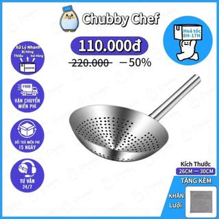 Chảo lọc inox cao cấp Chảo vợt đồ chiên Chubby Chef chuyên dụng rây bột lọc thức ăn đồ chiên xác trà bã trái cây