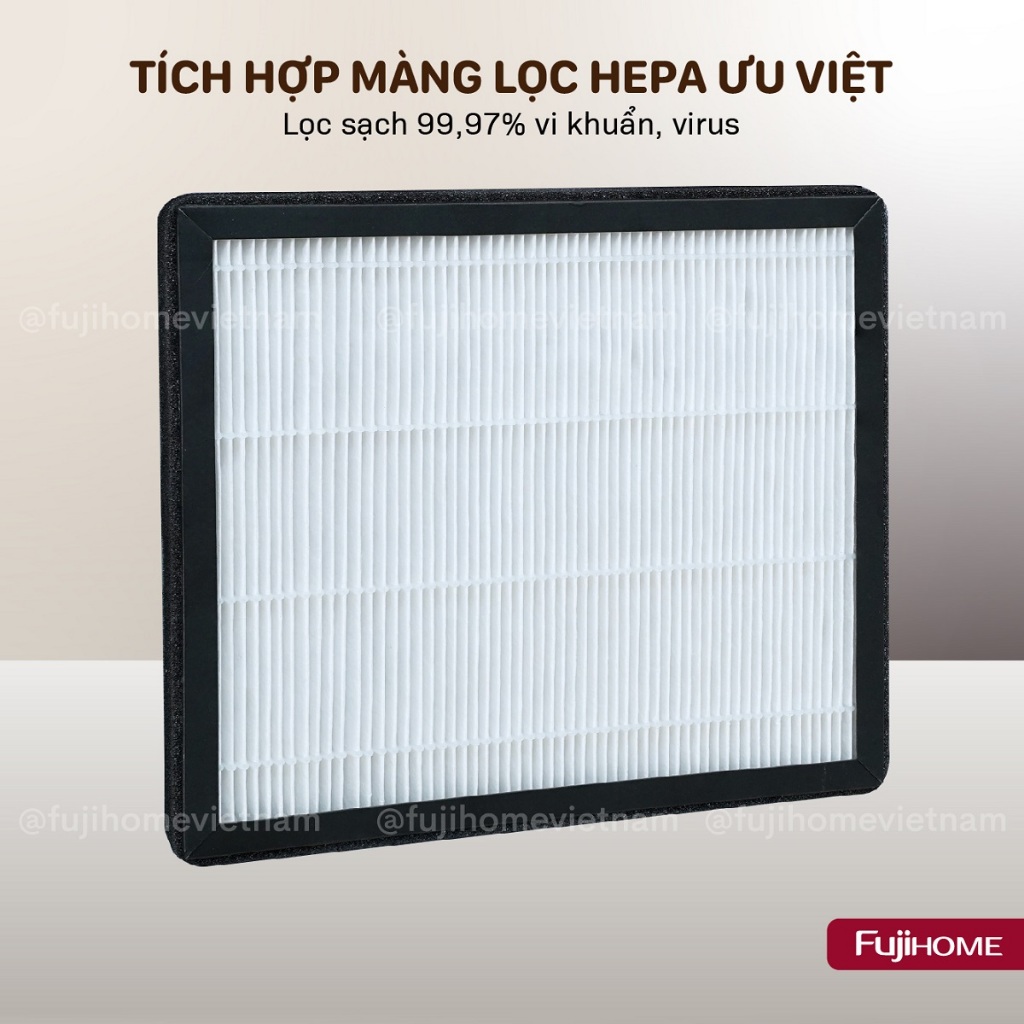 Máy hút ẩm đa năng FUJIHOME DH60W-HEPA Nhập Khẩu, Hút ẩm màng lọc HEPA kết nối app vận hành êm cho không gian lớn