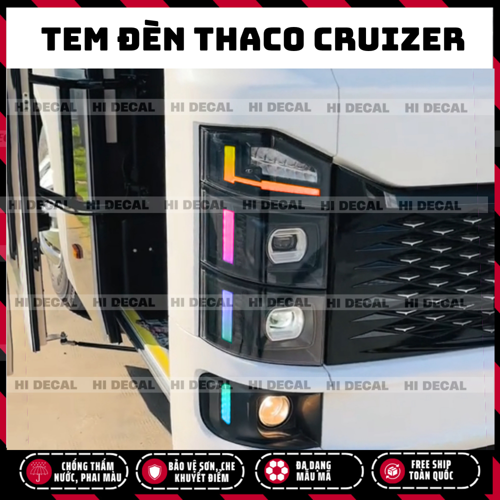 Tem dán đổi màu đèn THACO CRUIZER - Thaco TB120S - Decal đổi màu đèn xe khách xe 29 chỗ, xe 45 chỗ, xe 24 phòng