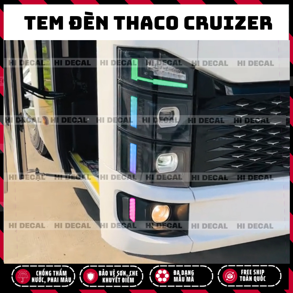 Tem dán đổi màu đèn THACO CRUIZER - Thaco TB120S - Decal đổi màu đèn xe khách xe 29 chỗ, xe 45 chỗ, xe 24 phòng