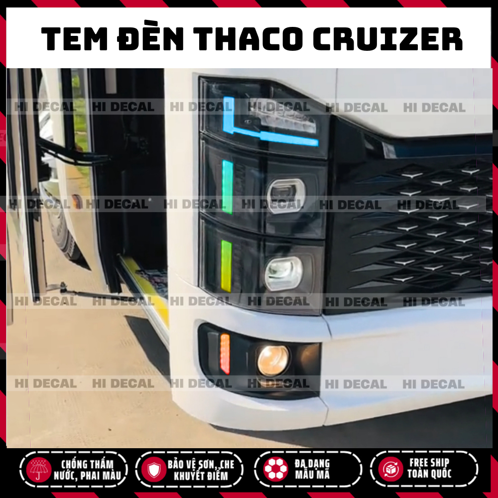 Tem dán đổi màu đèn THACO CRUIZER - Thaco TB120S - Decal đổi màu đèn xe khách xe 29 chỗ, xe 45 chỗ, xe 24 phòng