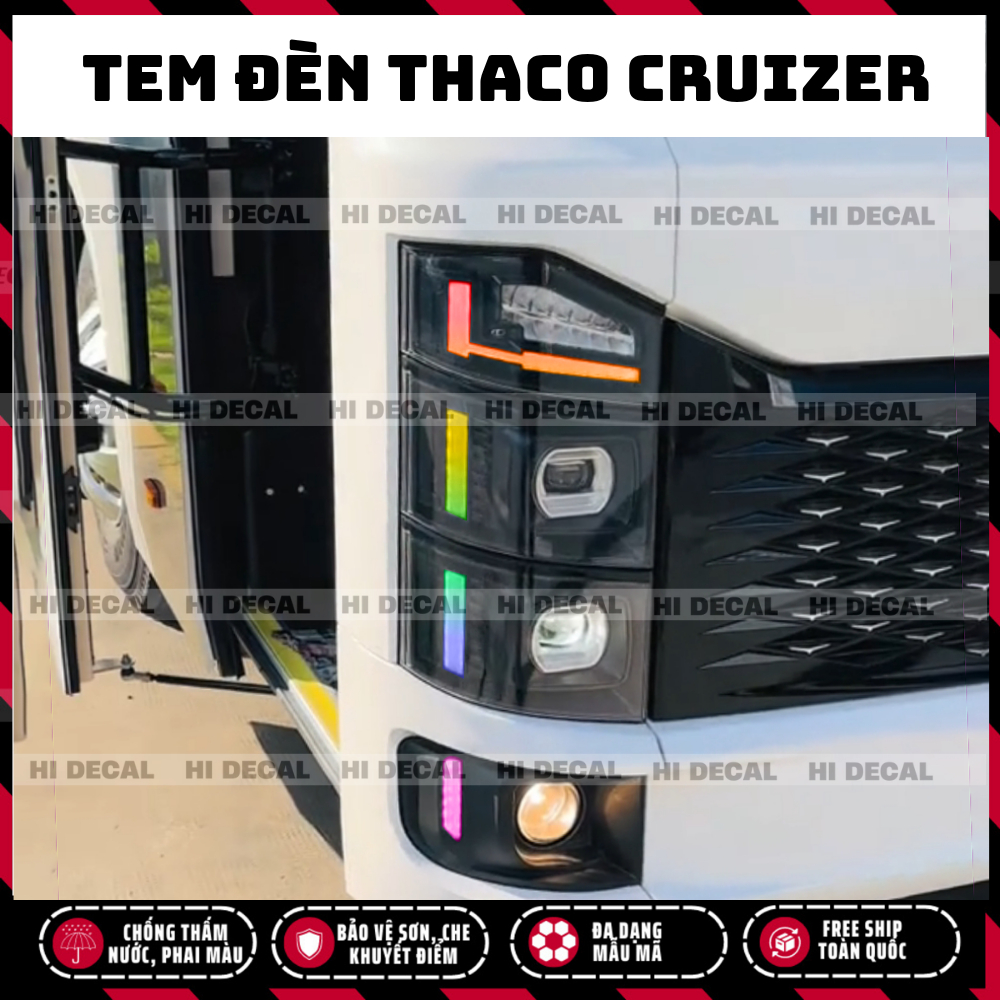 Tem dán đổi màu đèn THACO CRUIZER - Thaco TB120S - Decal đổi màu đèn xe khách xe 29 chỗ, xe 45 chỗ, xe 24 phòng