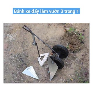 Cuốc trợ lực hai bánh đa chức năng 3 trong 1, cuốc làm cỏ, đào rãnh, cuốc vùn [Điều chỉnh độ sâu]...