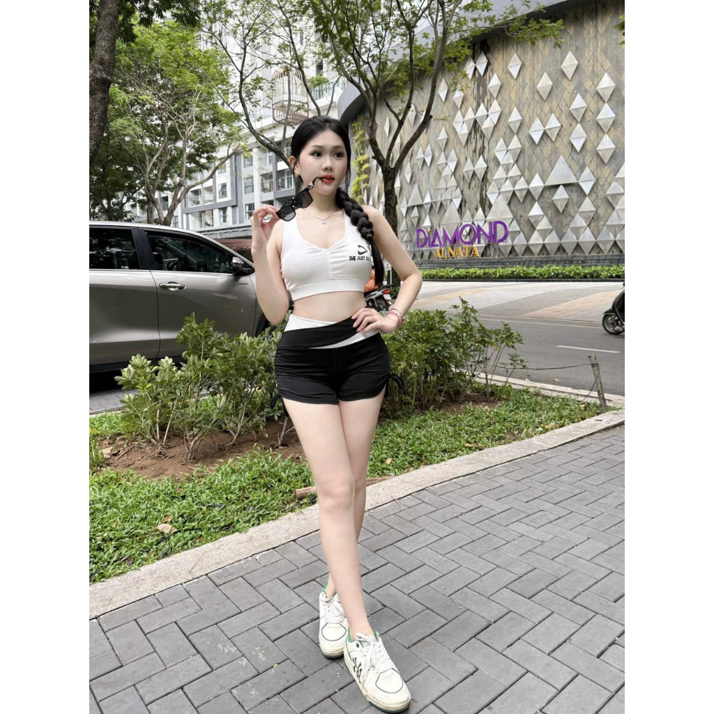 Bộ tập thể thao nữ gym, yoga ,aerobic thể thao chạy bộ áo bra quần đùi rút TẶNG MÚT...
